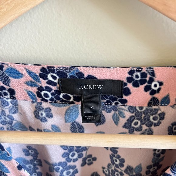 J. Crew Blush‎ Bouquet Drapey Crepe Wrap Blouse Top Womens Size 4 Side Zipper - Picture 2 of 5